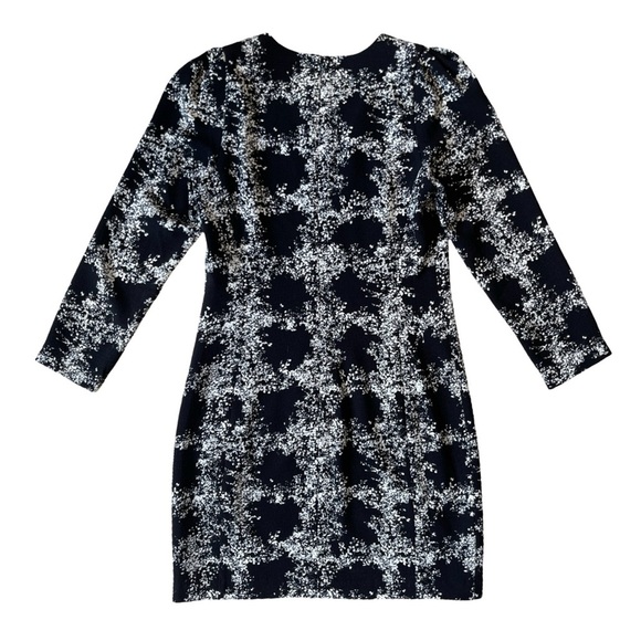 CLUB MONACO SHEATH DRESS BLACK & WHITE ABSTRACT PRINT LONG SLEEVE SIZE 2 - Picture 3 of 9